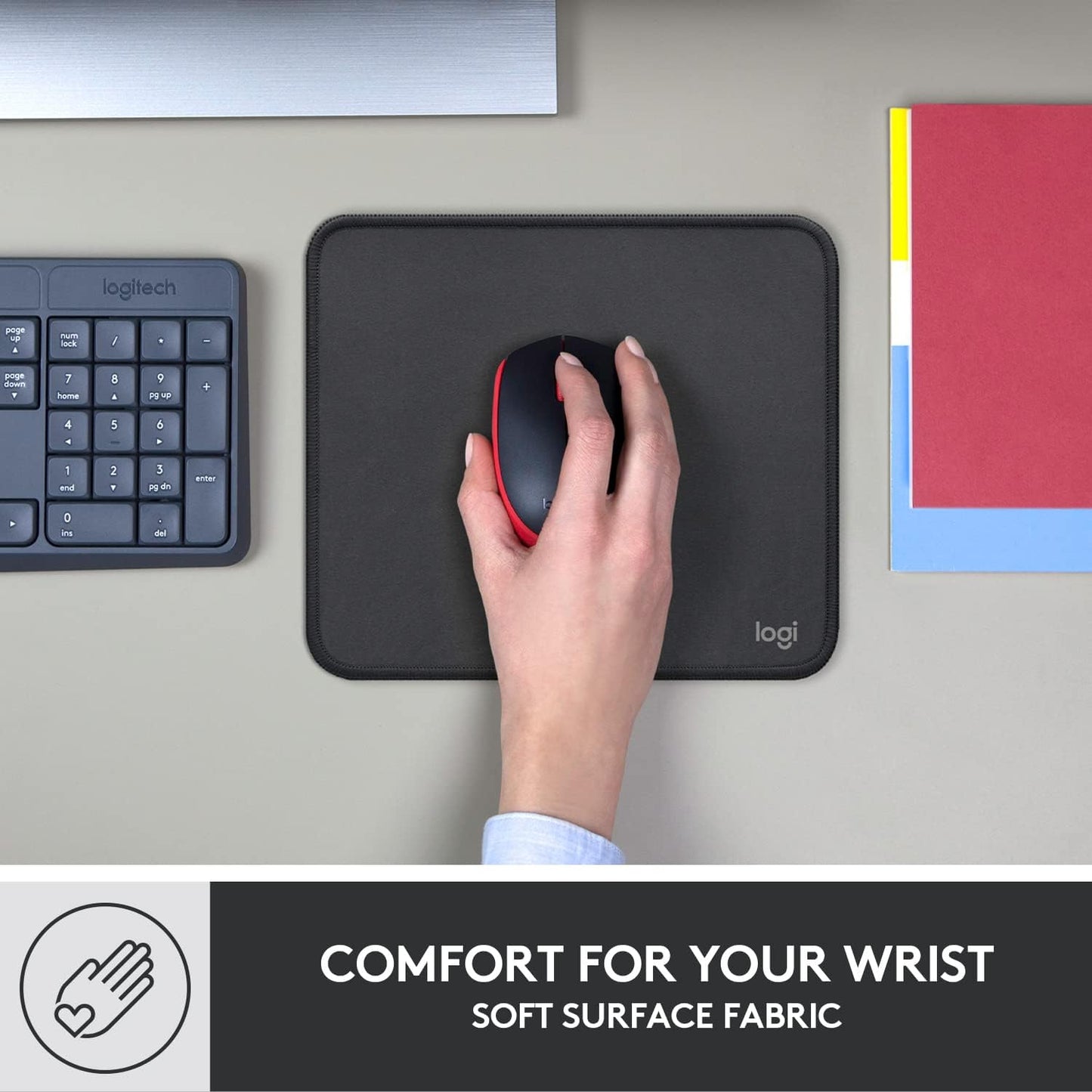 Logitech Mouse Pad - Studio Series, Computer Mouse Mat With Anti-Slip Rubber Base
