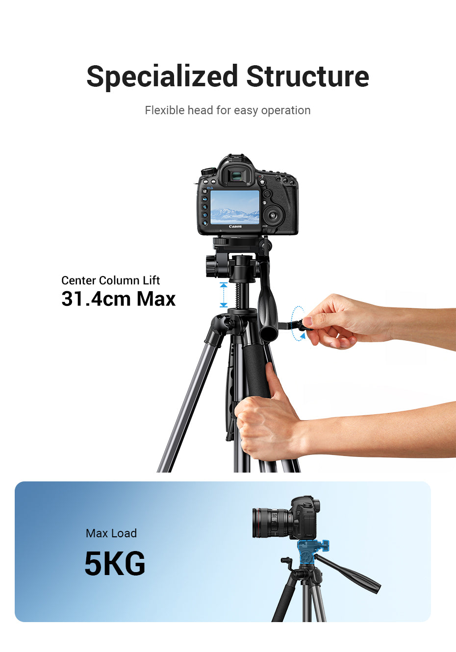 UGREEN Professional Tripod for Phone & Camera 15187