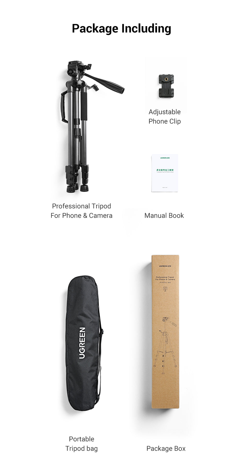 UGREEN Professional Tripod for Phone & Camera 15187