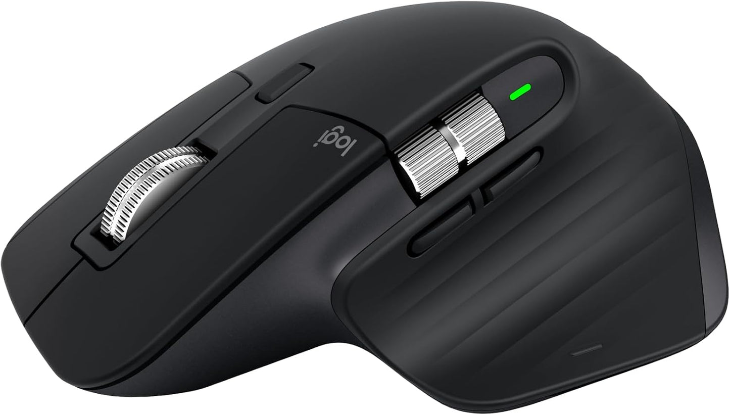 Logitech MX Master 3S - Wireless Performance Mouse with Ultra-Fast Scrolling, Ergo, 8K DPI, Track on Glass, Quiet Clicks, USB-C, Bluetooth, Windows, Linux, Chrome - Graphite