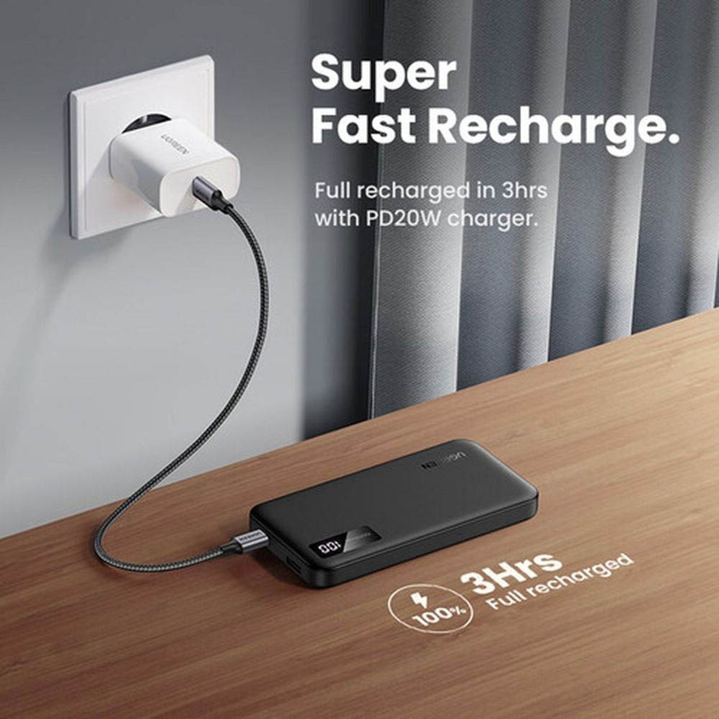 UGREEN 10000mAh Two-way Fast Charging Power Bank Black 25742
