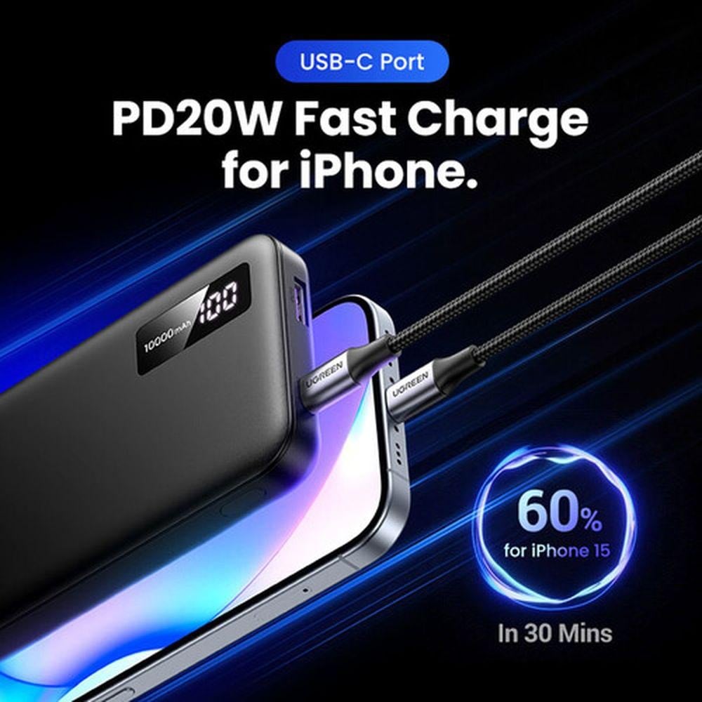 UGREEN 10000mAh Two-way Fast Charging Power Bank Black 25742