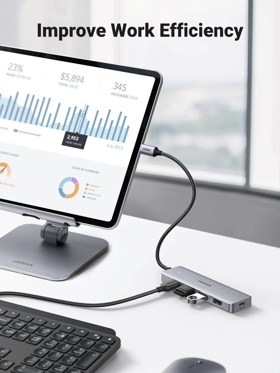 UGREEN 4-Port USB3.0 Hub with USB-C Power Supply 70336