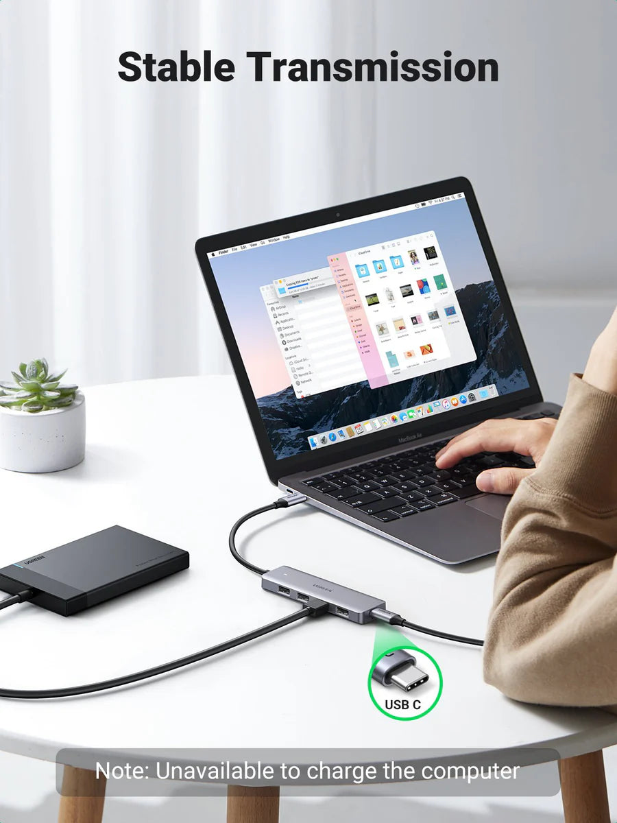 UGREEN 4-Port USB3.0 Hub with USB-C Power Supply 70336