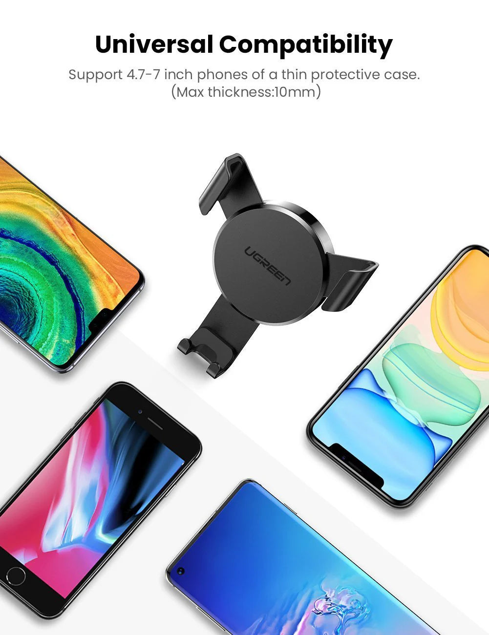 UGREEN Gravity Drive Air Vent Mount Phone Holder (Space gray) 50564
