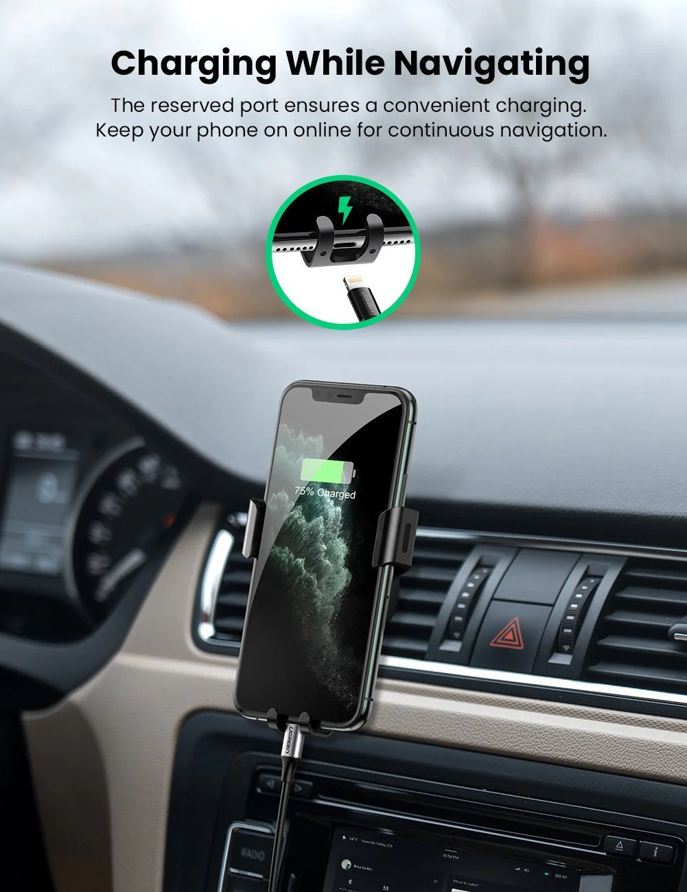 UGREEN Gravity Drive Air Vent Mount Phone Holder (Space gray) 50564
