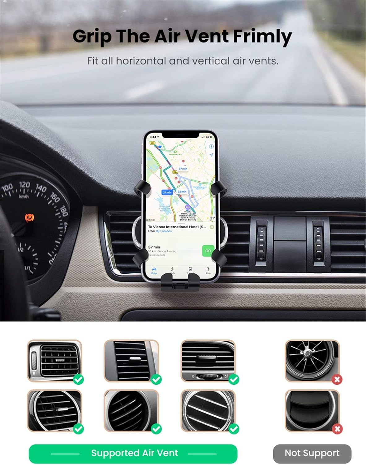UGREEN Gravity Phone Holder for Round Air Vent 30401