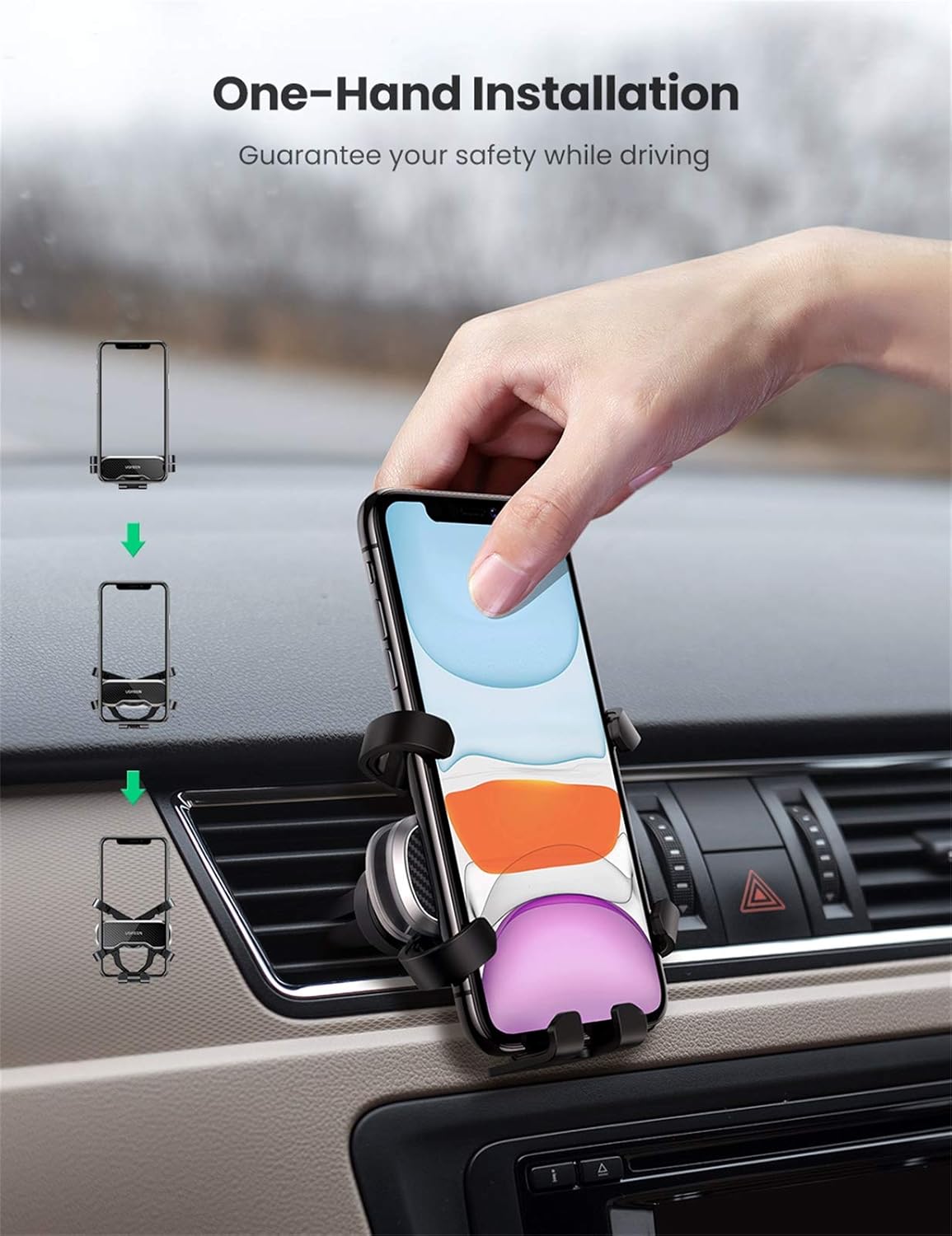UGREEN Gravity Phone Holder for Round Air Vent 30401
