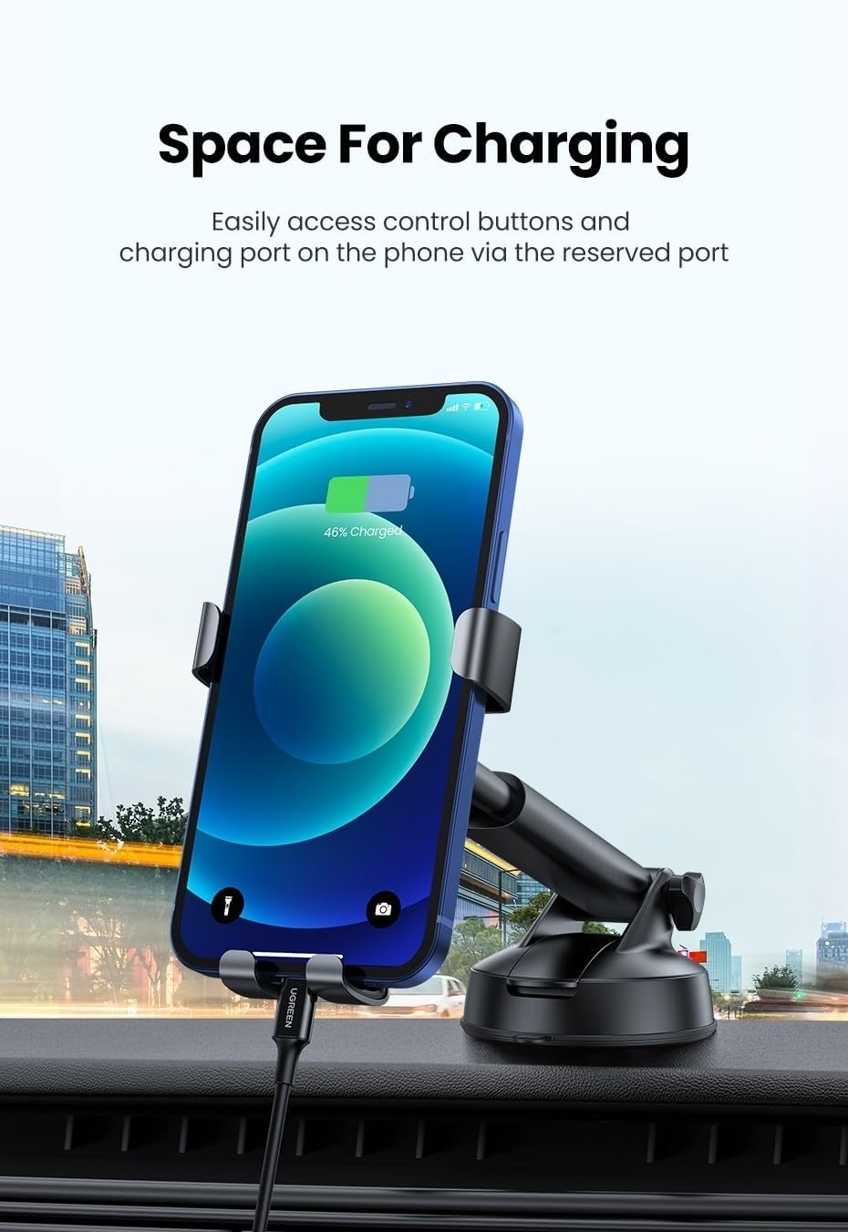 UGREEN Gravity Phone Holder with Suction Cup (Black) 60990B