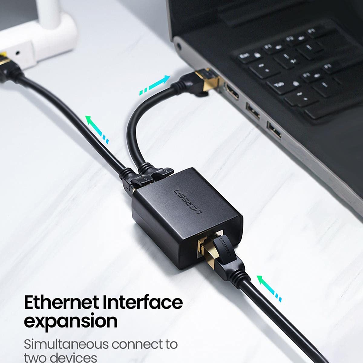 UGREEN RJ45 Splitter Adapter 2 Pack (Black) 50923