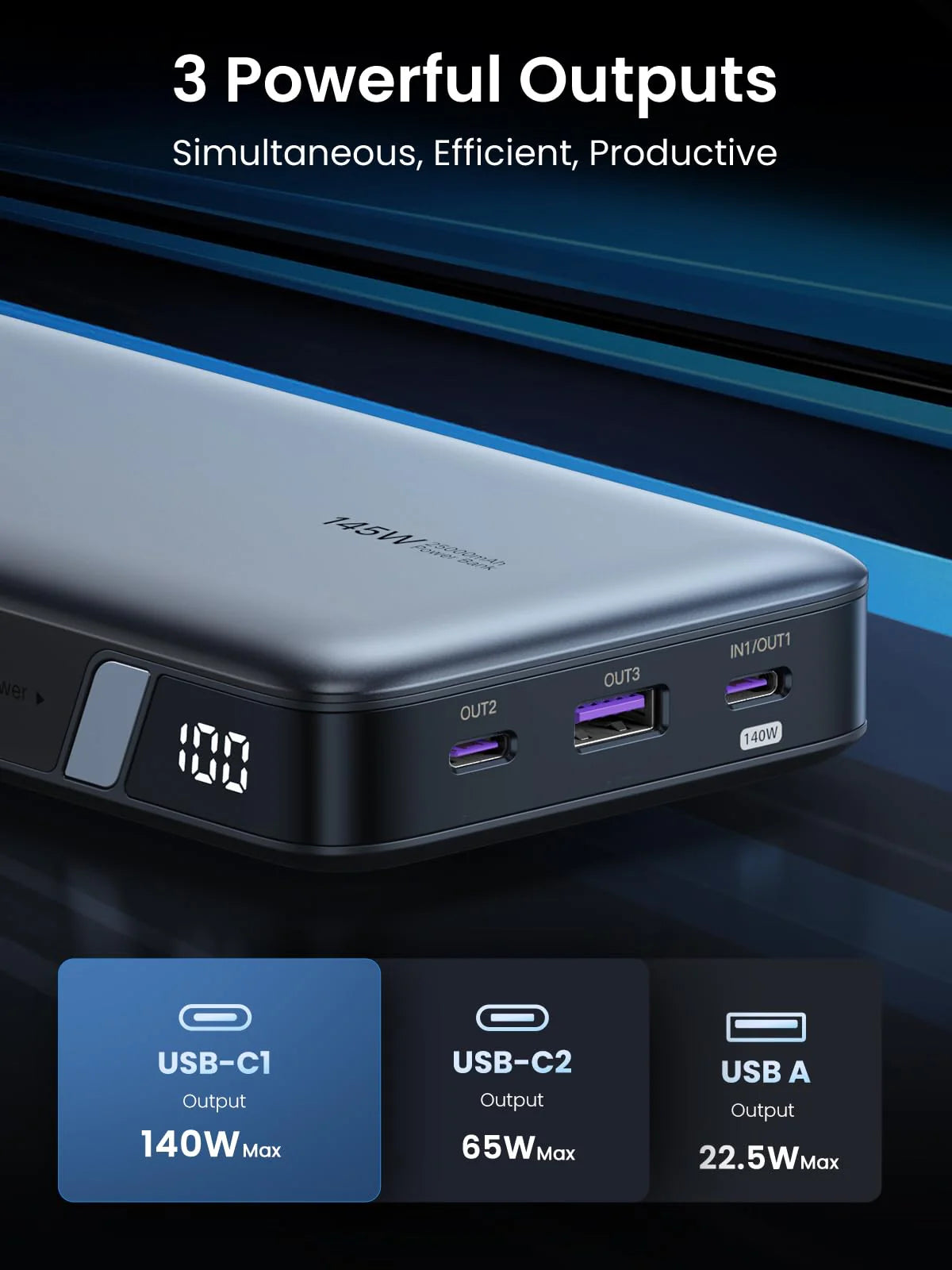 UGREEN 25000mAh 145W Two-way Fast Charging Power Bank 90597A