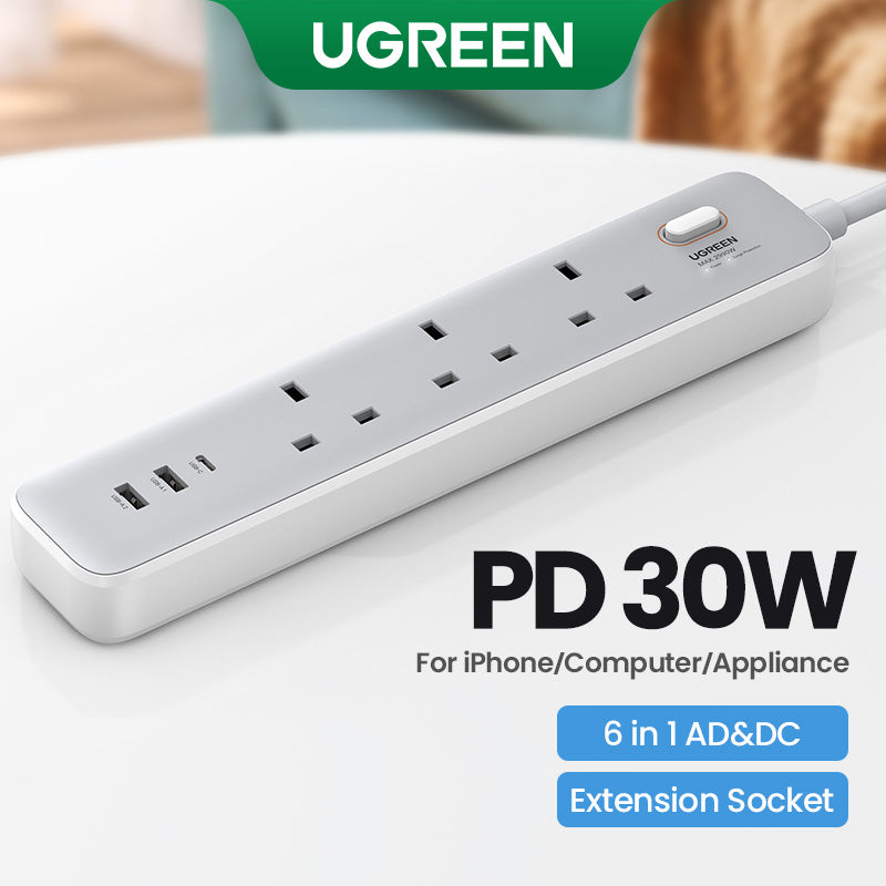 UGREEN 30W 3 AC Power Strip with Master Switch (2A1C)  15461
