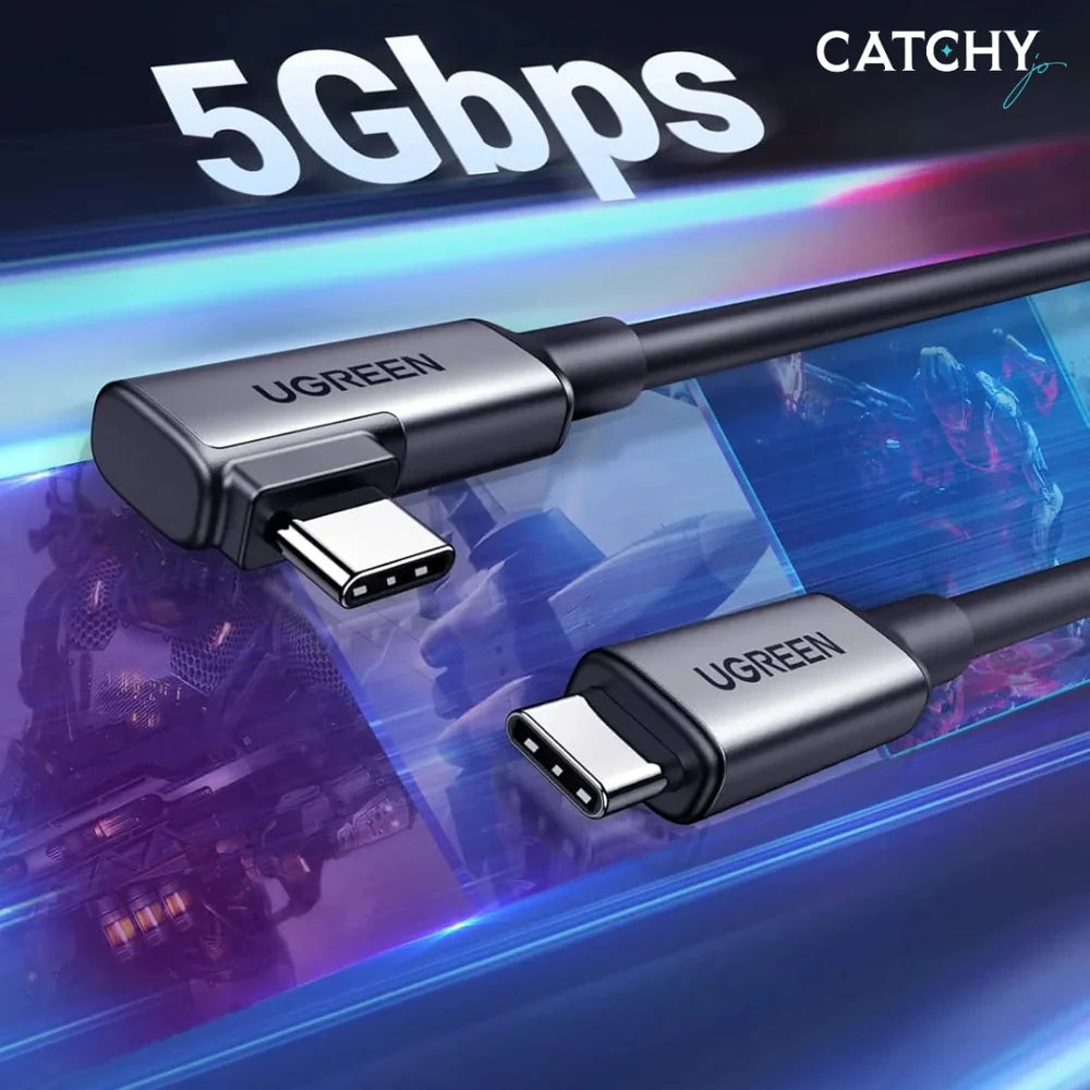 UGREEN Right Angle USB-C to USB-C Link Cable 5m (Black) 90629
