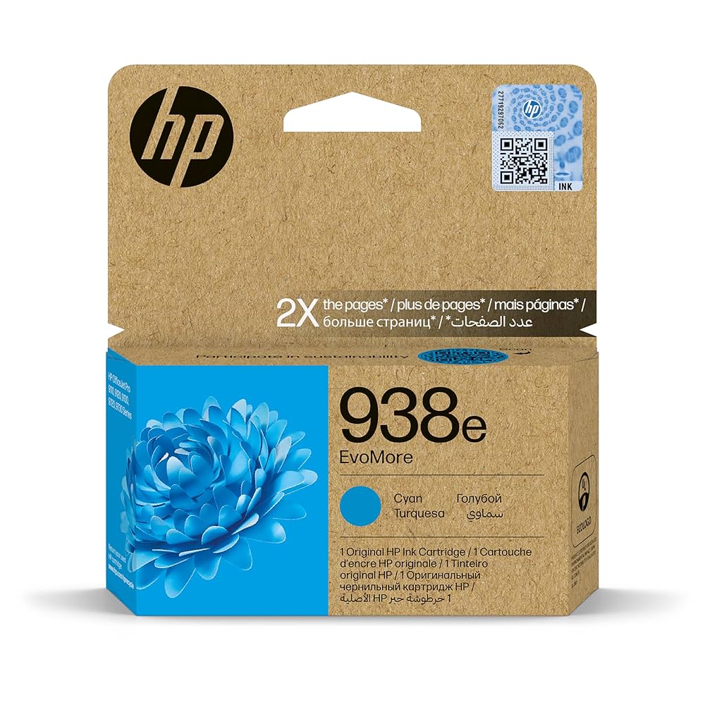 HP 938e EvoMore Cyan Original Ink Cartridge 4S6X9PE