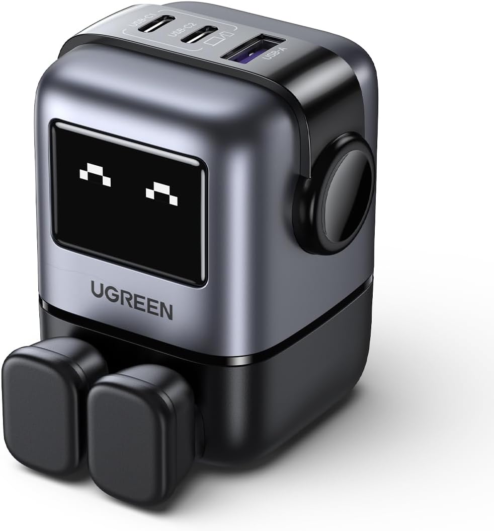 UGREEN USB-A+2*USB-C 65W Robot GaN Tech Fast Charger 25686