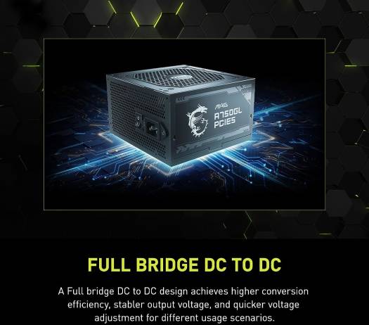 MSI MAG A750GL PCIE5 750W Modular Power Supply 306-7ZP8B18-CE0