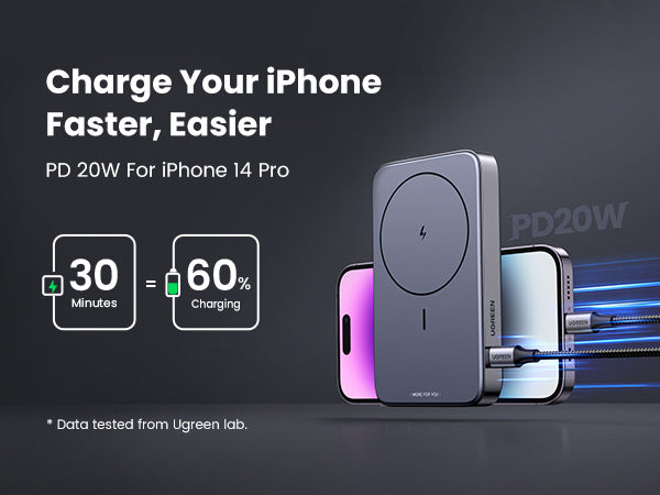 UGREEN 10000mAh Magnetic Wireless Power Bank (Space Gray)  15086