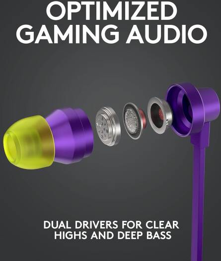 Logitech G333 In-Ear Gaming Headphones Purple