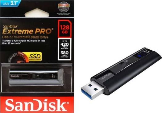 SanDisk 128GB Extreme PRO USB 3.2 Solid State Flash Drive SDCZ880-128G-G46