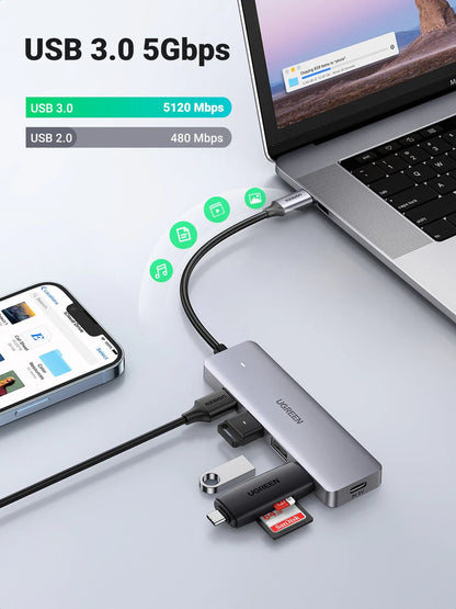 UGREEN 4-Port USB3.0 Hub with USB-C Power Supply 70336
