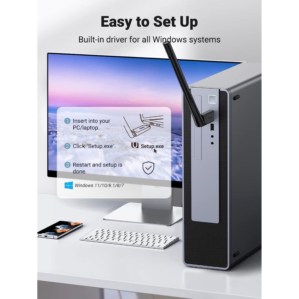 UGREEN AC650 High-Gain Dual Band Wireless USB Adapter 90339