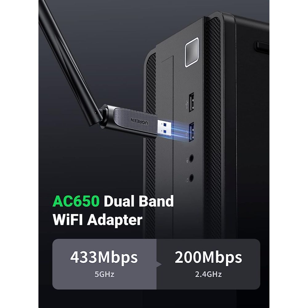 UGREEN AC650 High-Gain Dual Band Wireless USB Adapter 90339
