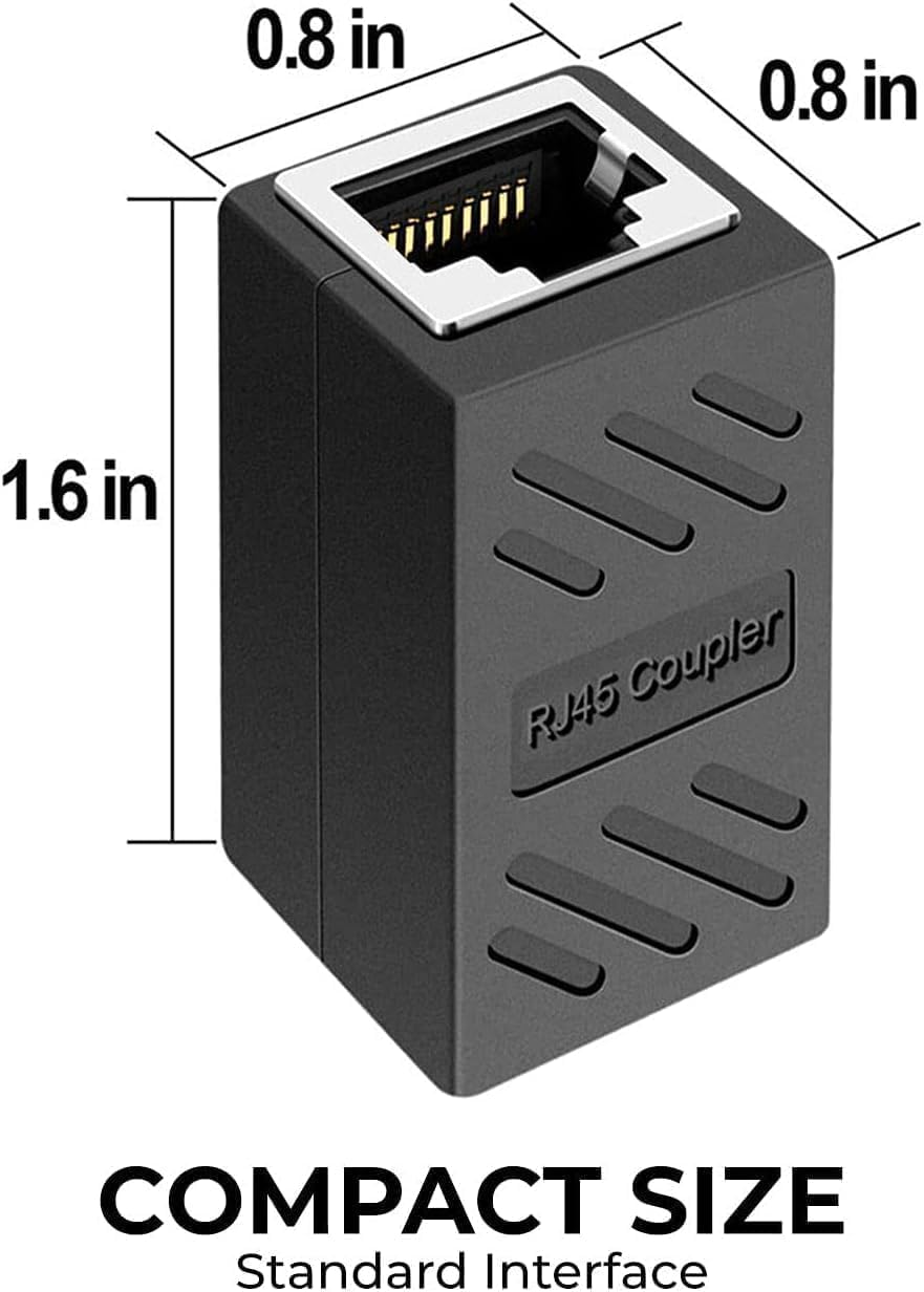 UGREEN RJ45 Network Keystone Jack Inline Coupler Female to Female 1pcs (Black) 20390