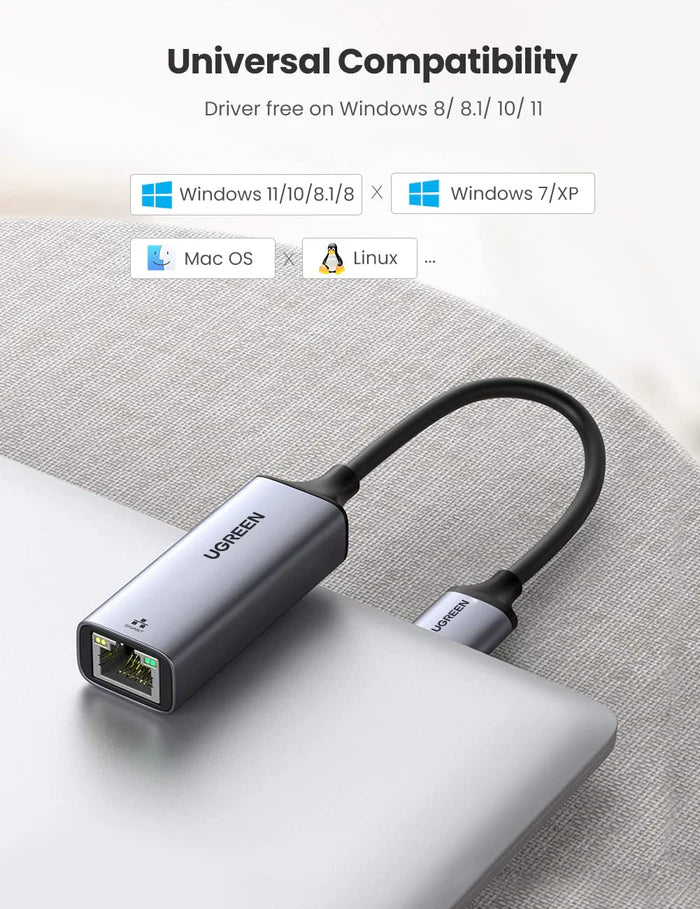 UGREEN USB to RJ45 Ethernet Adapter Aluminum Case (Space Gray) 50922