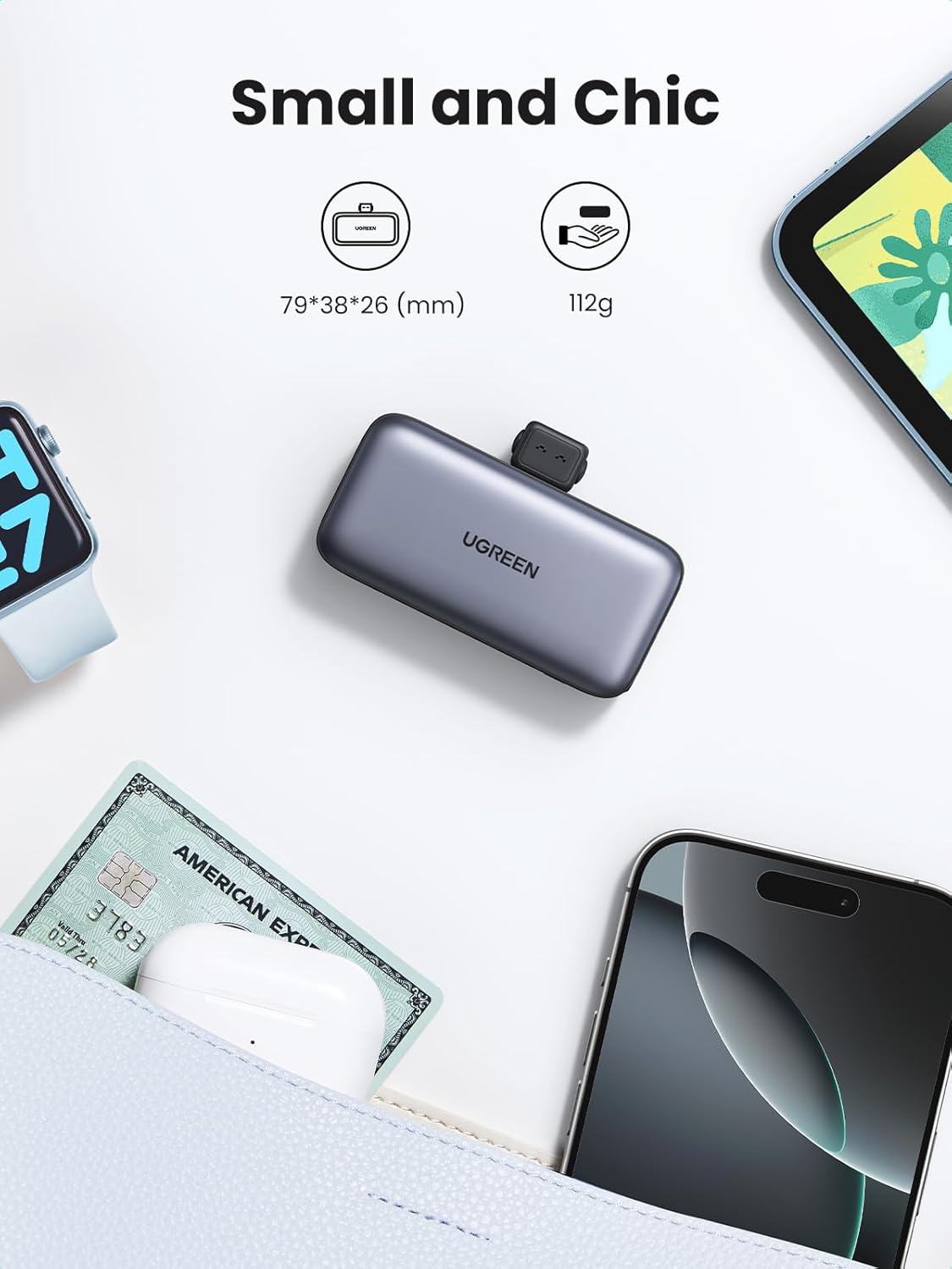 UGREEN 5000mAh Power Bank with Built-in USB-C Connector  35338