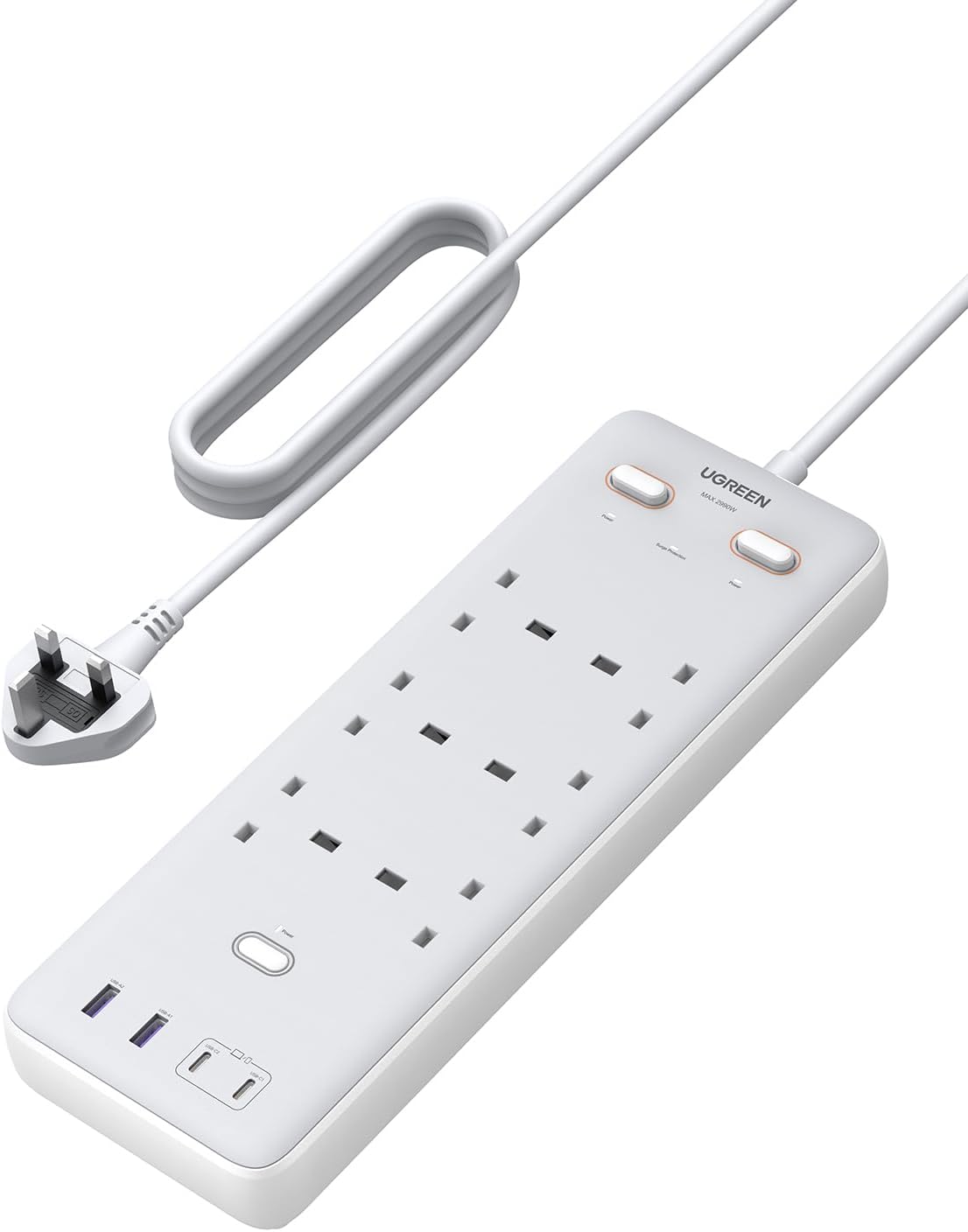 UGREEN 65W 6-Outlet Surge Protector (2C2A)      35011