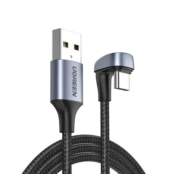 UGREEN USB2.0-A to Angled USB-C Cable Aluminum Case with Braided 2m (Black) 70315